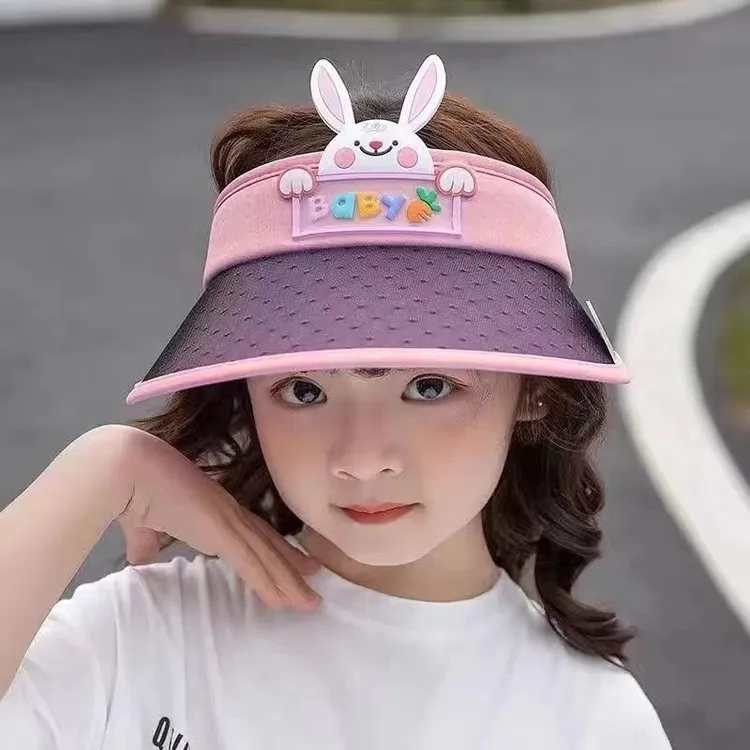 防紫外线儿童防晒帽夏女童空顶太阳帽网纱透气男童遮阳帽宝宝帽子