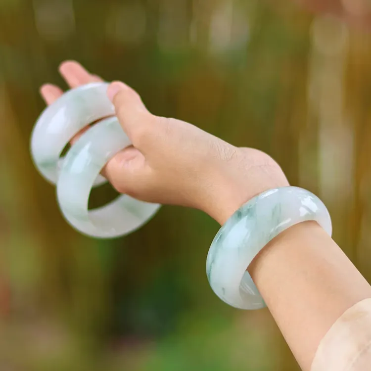 天然新疆天山翠手镯女款加宽加厚轮胎款金丝玉多样性发货拍一发一