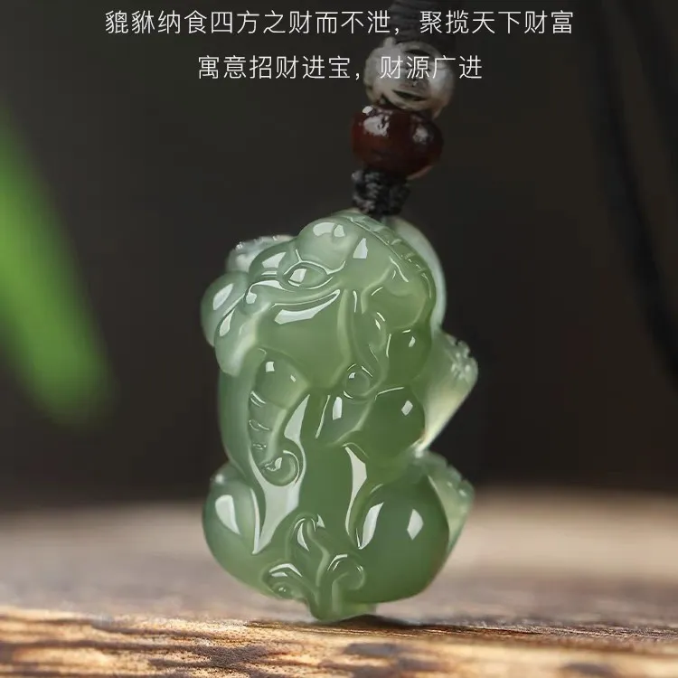 和田玉貔貅吊坠男款项链女天然玉石财源情侣霸王貔恘挂件玉坠玉佩