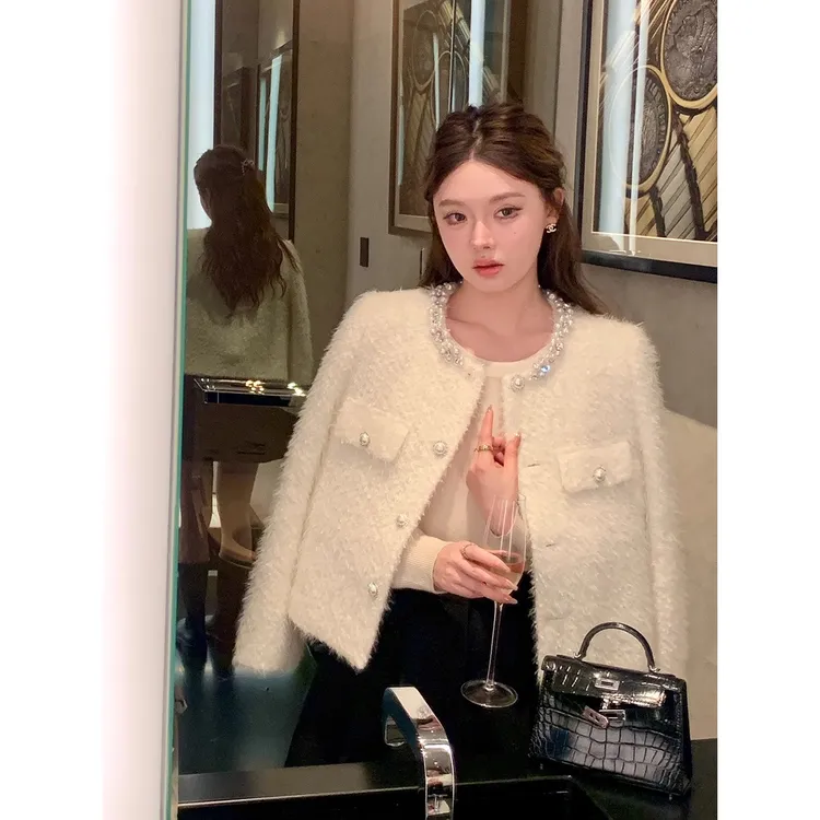 【秋冬穿搭】订珠小香风短外套小个子2025新款法式富家千金加厚上衣