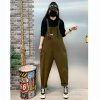『豪雅』斜纹棉时尚休闲减龄背带裤柔软宽松遮肉显瘦网红女士连体裤