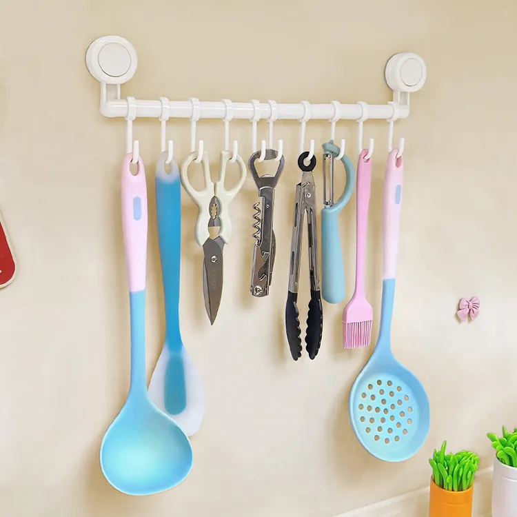 【哈乐熊】吸盘滑轨挂钩免打孔收纳架轻奢家用厨房壁挂式挂钩卫生间