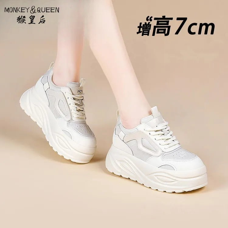 【MQ】巴巴克小白老爹鞋女2025秋季新款厚底透气运动休闲轻便内增高