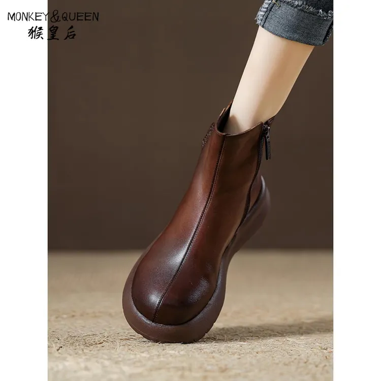 皮秋冬加绒雅丹风女中筒冬季棕色春秋女2024新款防水棉鞋女百搭