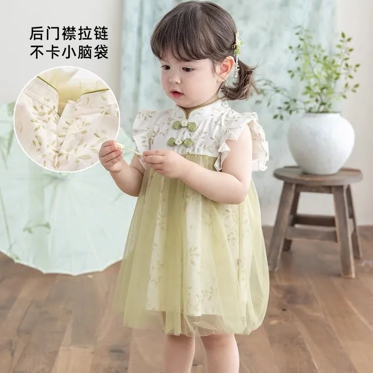 幼蕾儿童装婴幼儿夏季新款新中式薄款连衣裙公主风柔软国风纱裙子