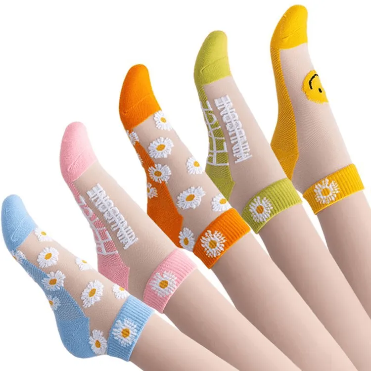 冰丝小雏菊袜子短款丝袜女士水晶袜春夏短筒夏季薄款短袜防臭女袜