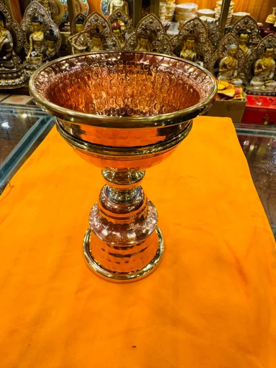 纯红铜酥油灯口径10cm高16cm用新款灯芯也可以用传统棉花灯芯 