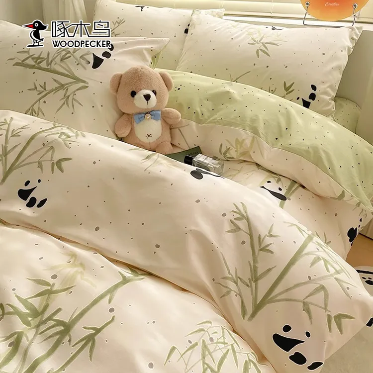 WOODPECKER/啄木鸟纯棉全棉四件套新款床上用品被套罩床单三件套