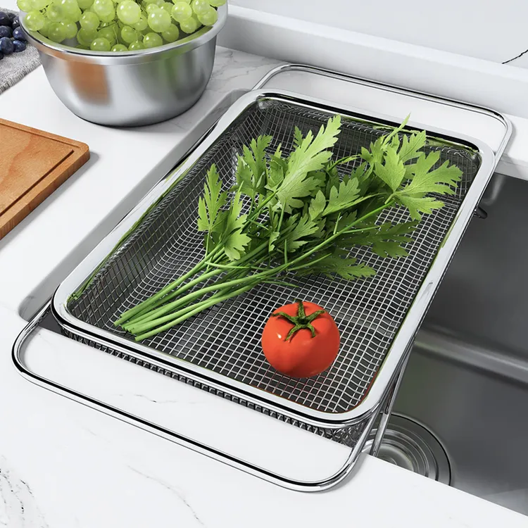 优勤304不锈钢沥水篮单水池可伸缩洗菜盆大号家用厨房水槽滤水架