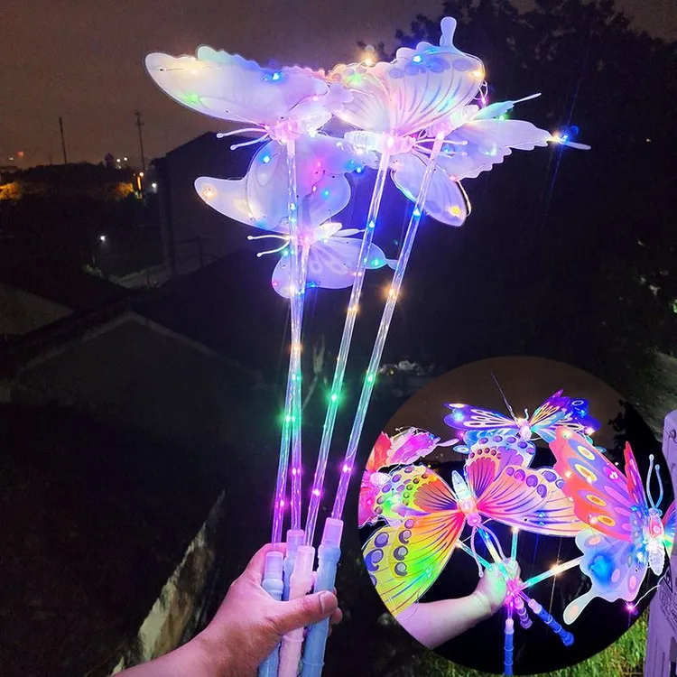蝴蝶仙女棒夜市摆摊幼儿园网红3D蝴蝶炫彩发光玩具