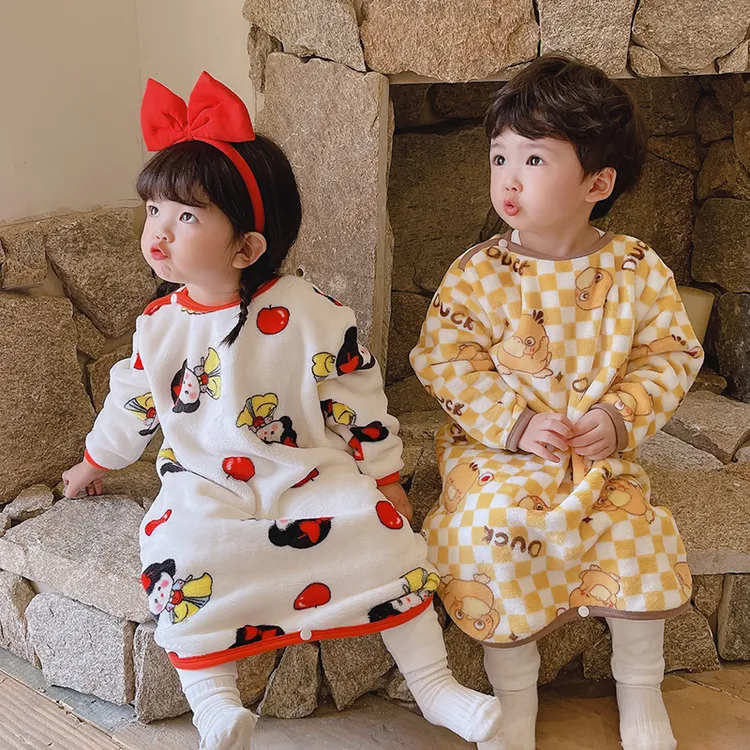 睡袋婴儿秋冬款宝宝冬季加厚法兰绒连体睡衣防着凉儿童防踢被神器