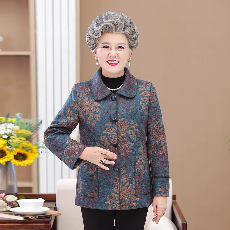 奶奶秋装外套女中老年人秋冬新款加绒棉衣妈妈宽松上衣老太太衣服