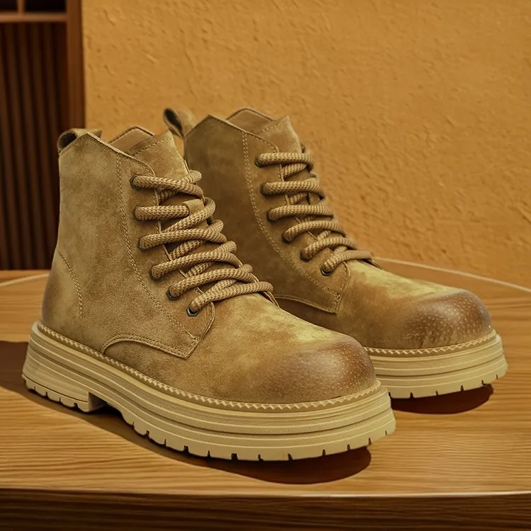 男女复古马丁靴大头鞋厚底户外休闲英伦风秋冬真皮薄款工装大黄靴