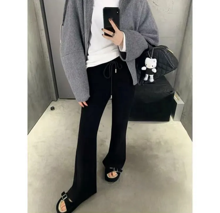 2芭比裤·喇叭裤型软精厚实提臀裤微喇休闲裤女新款高腰裤8008
