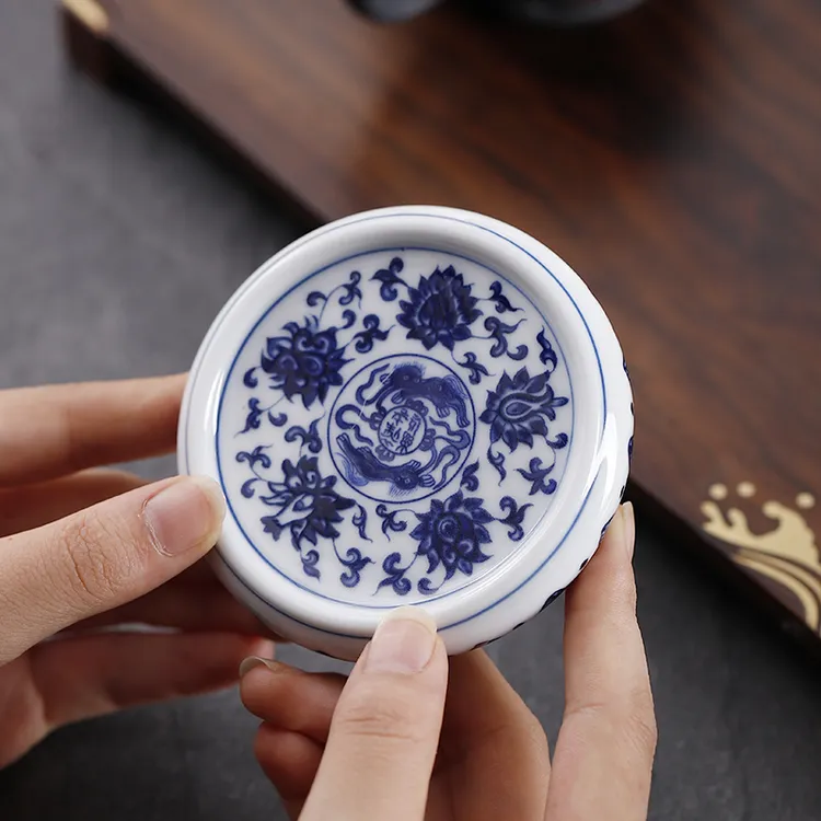 盖置盖托复古青花紫砂壶盖碗盖子茶杯垫陶瓷隔热垫茶托茶道零配件