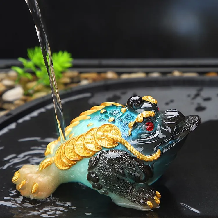 三足金蟾茶宠变色精品可养蟾蜍茶桌茶台摆件装饰茶道茶具用品配件