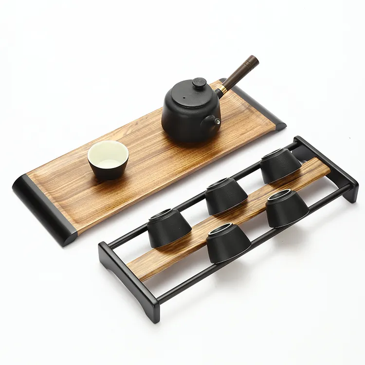 黑檀实木干泡台茶盘小型家用日式长方形小茶台茶具茶托盘茶杯架子