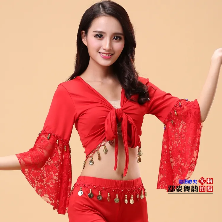 成人女装上衣蕾丝大码中老年广场舞秧歌舞跳舞服装喇叭袖披肩衣服