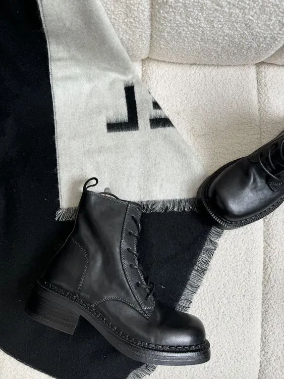 【可乐】950-2真皮厚底松紧百搭短靴女靴