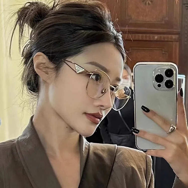 时尚韩版复古超轻金丝眼镜可配度数女高级设计款素颜眼镜显脸小