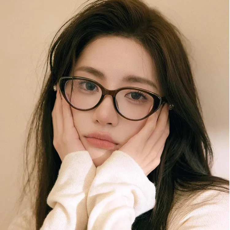 网红茶色复古眼镜框美拉德时尚猫眼眼镜女可配度数近视琥珀眼眶镜