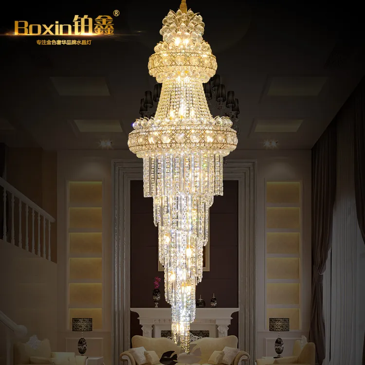 楼梯长吊灯楼中楼中空客厅吊灯复式楼水晶吊灯别墅旋转楼梯吊灯