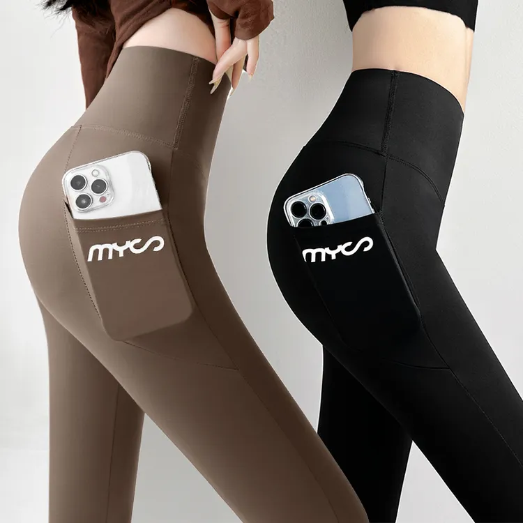 口袋瑜伽裤鲨鱼裤薄款显瘦高腰外穿弹力健身侧边透气打底裤Q