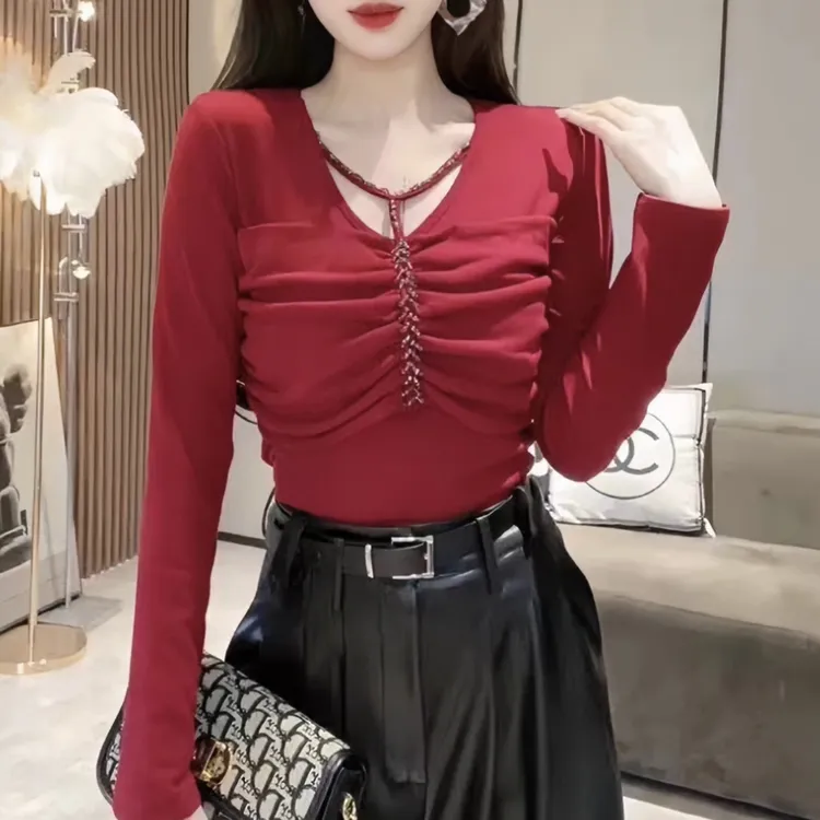 打底衫女士2025年冬季新款修身内搭气质高级感长袖t恤小众设计感