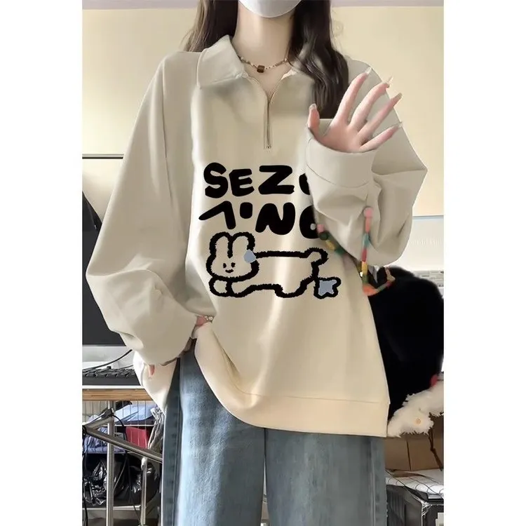 polo领卫衣秋冬加绒加厚外套时尚辣妈产后外穿喂奶宽松哺乳上衣潮