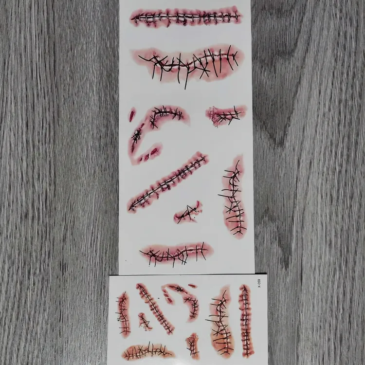 纹艾美（1）仿真纹身贴画小清新仿真缝合纹身伤疤贴纸