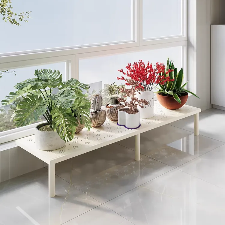 阳台花架置物架长条客厅落地防腐高低脚花盆架落地窗台太阳架简约