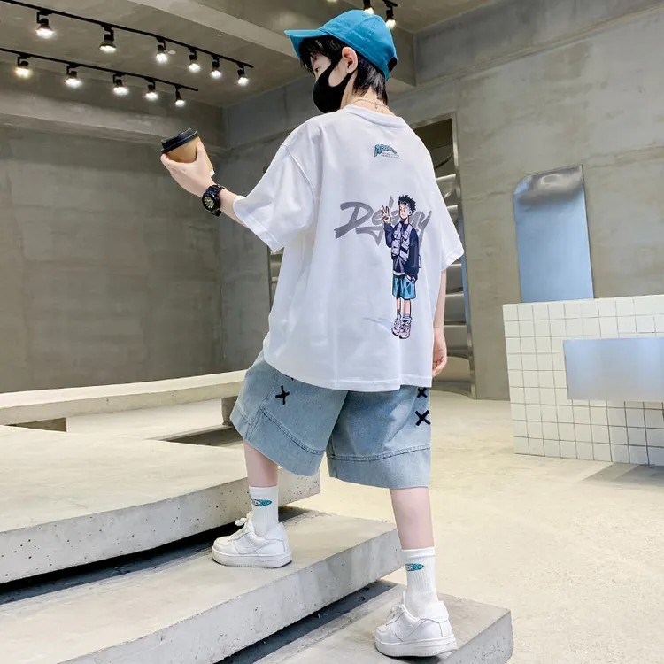 男童t恤短袖薄款夏季中大童半袖帅气炸街儿童上衣夏款洋气男孩潮T