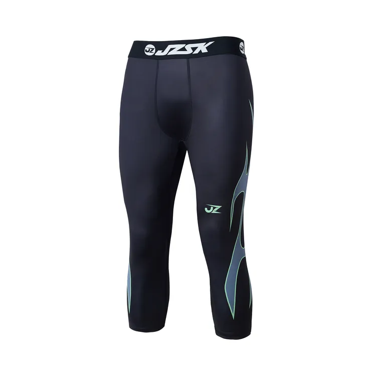 【JZ7分绿火焰紧身裤】运动篮球健身高弹速干球员版七分紧身裤