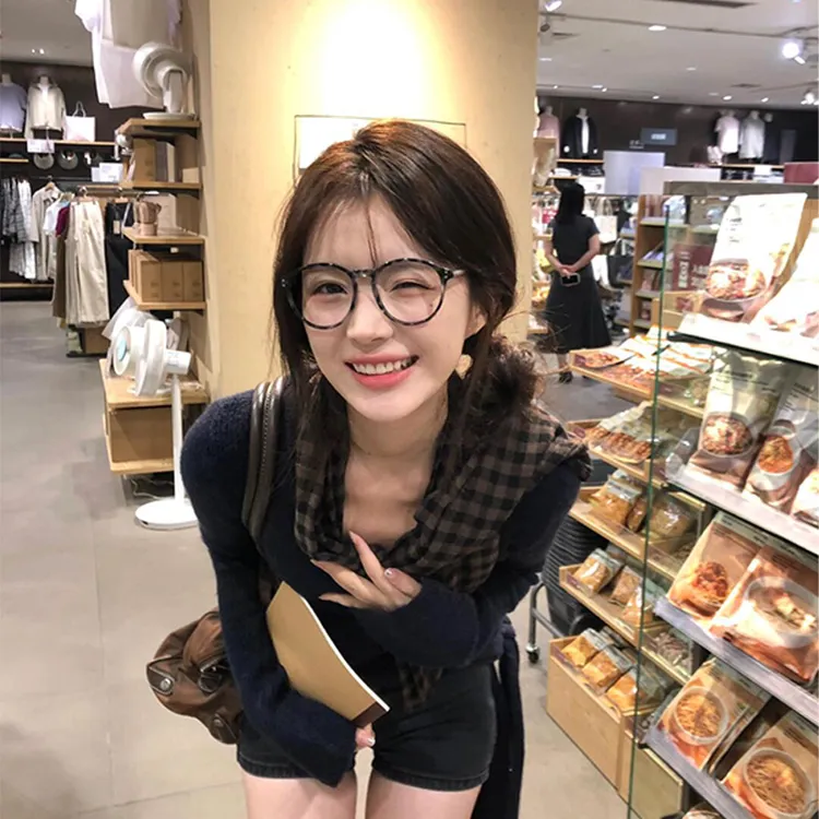 豹纹框眼镜高级感日系早八素颜神器显脸小方圆脸近视女度数可配