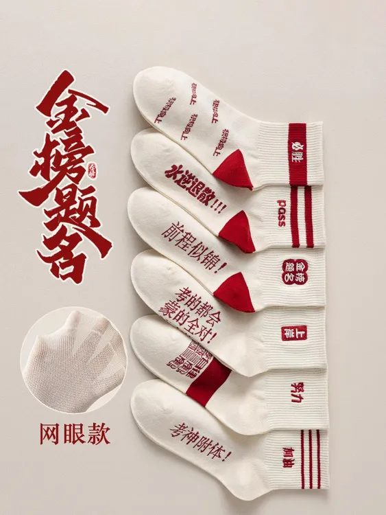 中考加油励志礼品考试袜子高考金榜题名逢考必过纯棉男女网眼状元