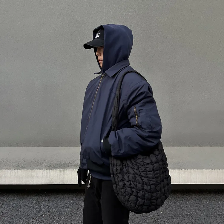 BLAEXIT美式复古翻领蓝色飞行夹克棉服ma1短款cleanfit外套男秋冬