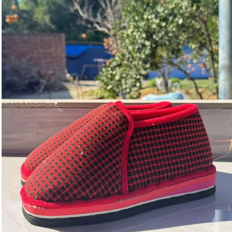 秋冬一脚蹬手工上线棉拖鞋保暖厚底加厚居家软底