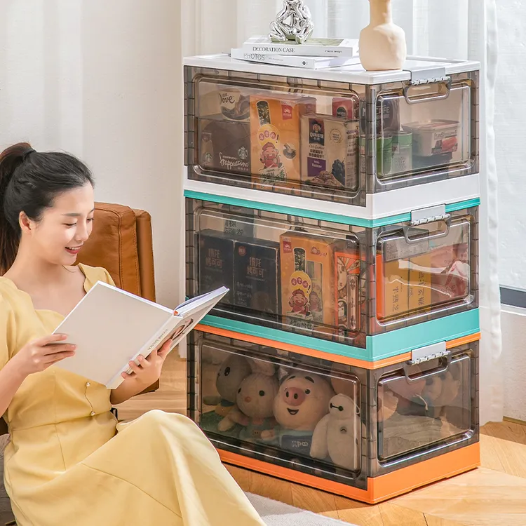 居家家折叠收纳箱家用客厅玩具整理箱透明储物神器塑料杂物整理箱