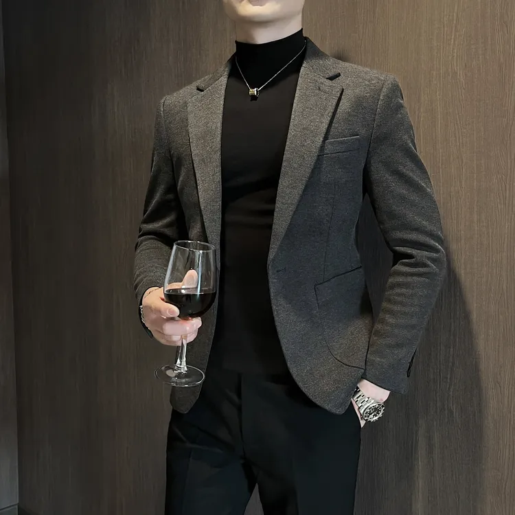 秋冬季新款商务休闲西装外套男款高级感潮牌痞帅男毛呢小西服上衣