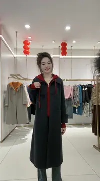 2023新款娃娃领窄版微宽松双面妮牛角扣显瘦气质大衣