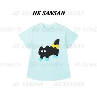 【SANSAN】"小花猫”拼色百搭休闲气质轻奢套头短袖DY-6666