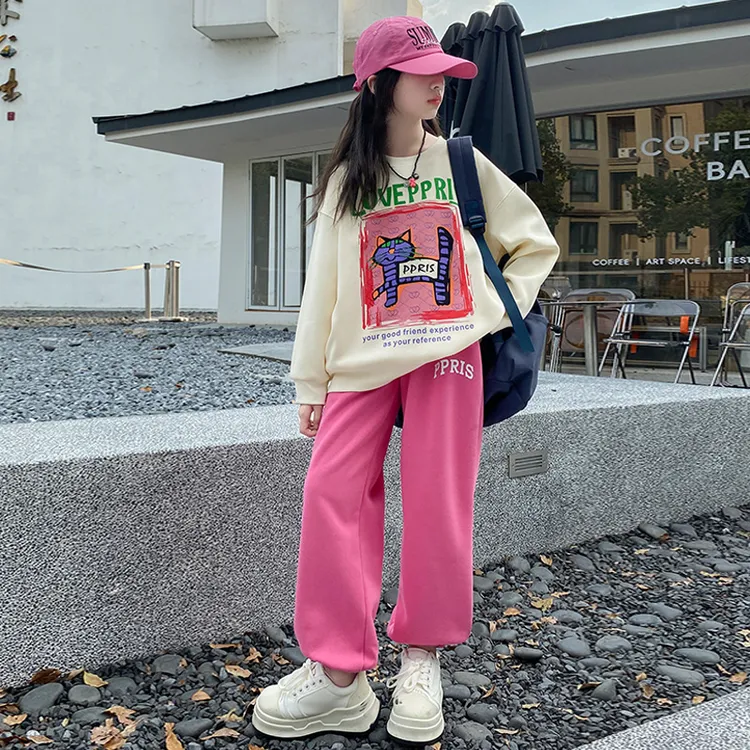 女童卫衣套装春秋季2024新款中大童洋气运动上衣儿童卫裤两件套潮