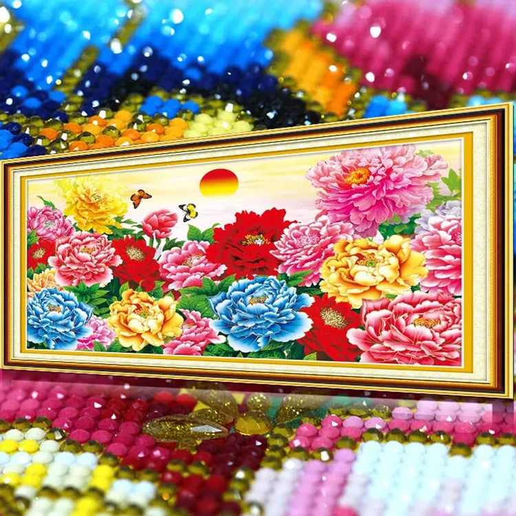 花开富贵牡丹花2025新款5d水晶钻石画满钻点钻贴钻十字绣客厅砖石