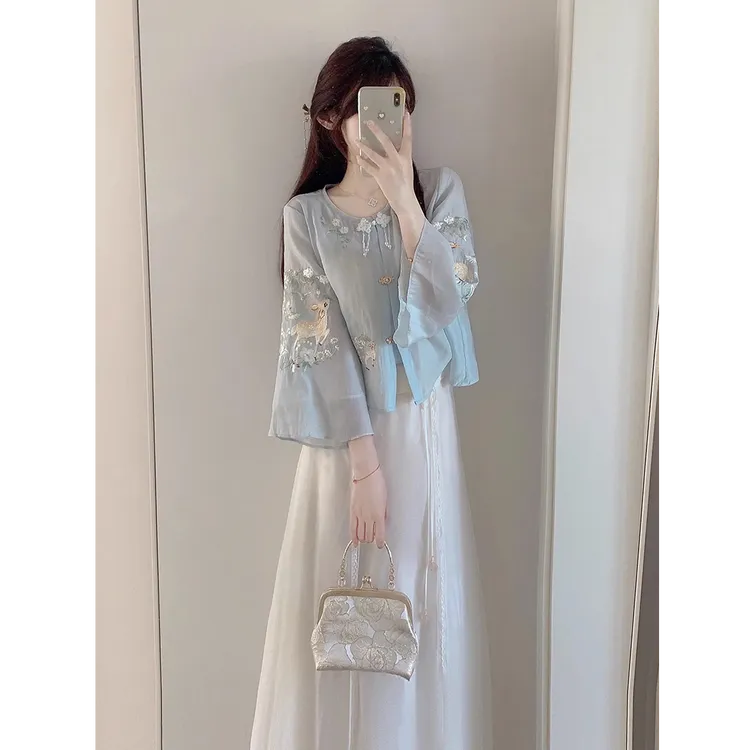 新中式国风马面裙套装春秋季2024新款唐装中国风女装改良汉服成人