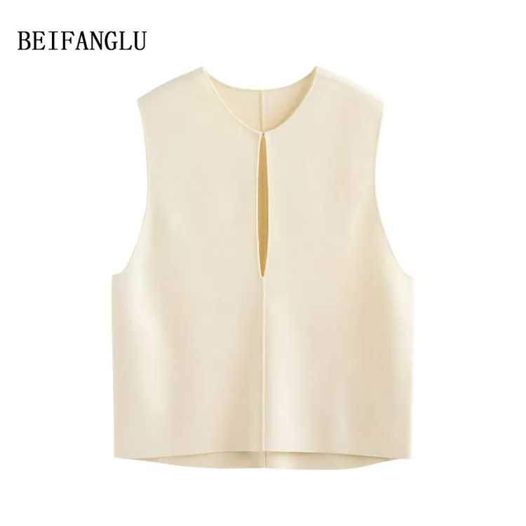 北方鹿 高支四平针精纺羊毛！早秋气质百搭纯色针织无袖马甲5046