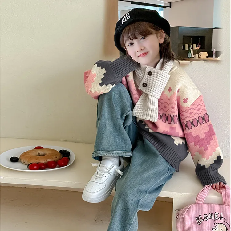女童毛衣2025秋冬新款洋气女孩加厚针织衫冬装保暖儿童冬季打底衫