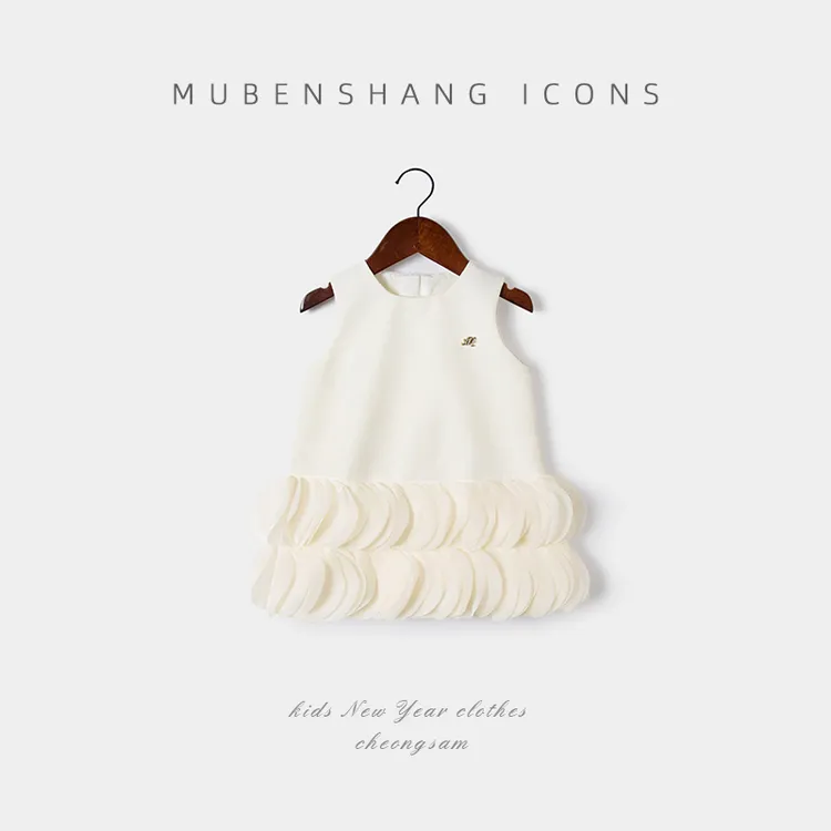 【木本尚】女童秋装儿童连衣裙秋冬雪白优雅女童公主裙时尚洋气薄款