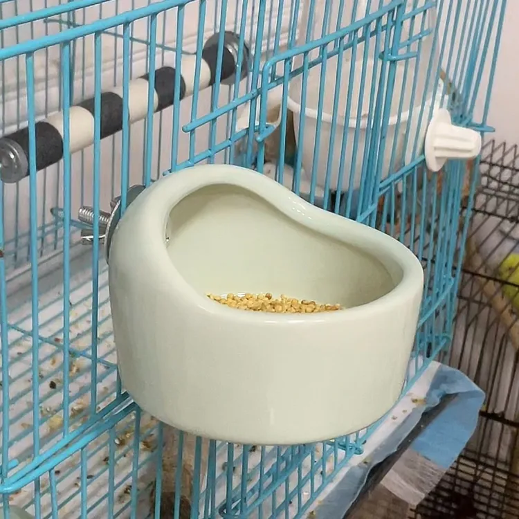 陶瓷鹦鹉挂碗悬挂固定鹦鹉食盒防撒小鸟挂碗非塑料学吃食盆大水碗