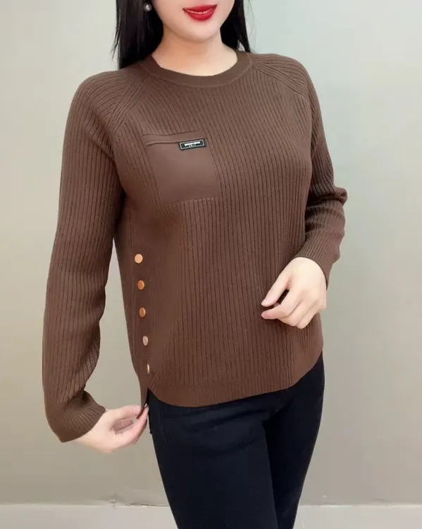 宽松休闲长袖打底小衫中年妈妈百搭减龄保暖针织衫