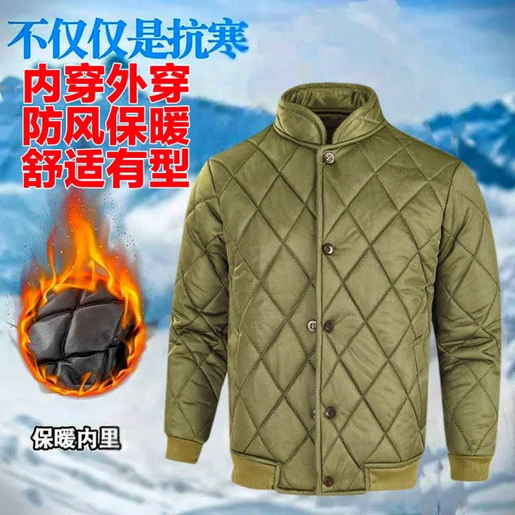 夹克棉袄冬天户外劳保男女工地纽扣工作服保暖服短款外套老式棉袄